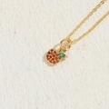 Elegante 14K vergulde appel hanger ketting met rode en groene zirkonia stenen - Appel
