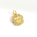 Gold lion pendant with white zircon micro-pave setting for personalized DIY jewelry - 06-Full Zirconia Lion Head