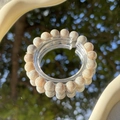 Elegant beaded pearl bracelet with sea-blue marble texture on a display stand - S045 Marble-jade Fragment Imitation Ceramic Bracelet #sz324