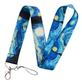 Starry Night oil painting lanyard with durable polyester strap and metal lobster clasp - The Starry Night Variant (KP528-6)