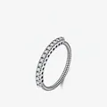 S925 sterling silver vintage stackable ring with row diamonds and textured metal band - US Size 5 / 925 Silver