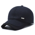 Berretto da baseball invernale da uomo blu scuro con fodera in pile e logo metallico - Regolabile / Blu navy