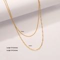 Gold-plated stainless steel necklace set with 1.5mm fine chain and 2.6mm paperclip link - Style 04 (Fine Paperclip Layered)