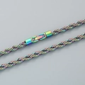 Collana a catena a corda ritorta in acciaio inossidabile arcobaleno con chiusura a clip - Bracciale Intrecciato Arcobaleno (22,5 cm)