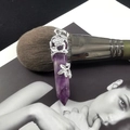 Hexagonal amethyst crystal column pendant with silver floral wrap jewelry - Amethyst (Pendant Only)