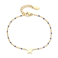 Bohemian gold stainless steel star bracelet with deep blue enamel beads and lobster clasp - Royal Blue