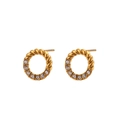 Orecchini a cerchio intrecciati dorati con zirconi brillanti per donne gioielli minimalisti - Oro-Zircone Bianco