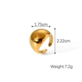 Detail showing dimensions of polished 18k gold plated chunky stainless steel dome ring - Golden Polished Dome Style (HC-R30158)