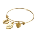 Minimalist gold adjustable bangle featuring heart, floral oval, and figure charms - Gold Color May (KB158058-Z)