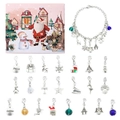 24-day Christmas advent calendar jewelry set with pink box, silver bracelet and 22 charms - 13. Antique Silver Style