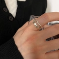Set of two silver geometric rings featuring textured and smooth bands for women - No. 40 Open Ring