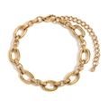 Pulsera de cadena con eslabones en O de acero inoxidable chapado en oro de 14K y cierre - Dorado