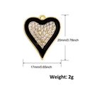 Exquisite gold-plated heart pendant with black enamel and white zircon, 20x17mm size - A0559-Black Zirconia Heart