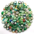 Macro shot of assorted green and colorful DIY large hole glass beads for jewelry making - Colorful Beads / Green (10g)