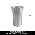 Silver aluminum flower bucket medium size with handle and brushed metal texture - Aluminum Bucket (medium Size With Handle); Flower Bucket