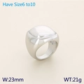 Polished silver chunky stainless steel signet ring for women, 23mm width design - US 6 / Steel Color (KR111954-GC)