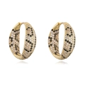 Luxury gold hoop earrings with leopard pattern pavé zircon stones in a professional shot - 1 Pair / Gold Champagne Zirconia Leopard Earrings