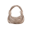 Champagne gold knotted woven crossbody bag with artistic intertwined leather straps - Gold