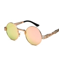 Steampunk round sunglasses with gold metal frame and pink gradient mirrored lenses - Rose Gold Frame Pink Mirror C8