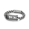 Industrial vintage cuban chain bracelet for men with geometric hollow cross clasp detail - Vintage Distressed Black (KB133018-KFC)
