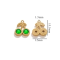 Pendentif cerise doré avec cristaux verts pour bijoux, dimensions 12x13,5mm - 1 Pièce / Cerise Or Cristal Vert