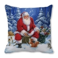 Peach skin fabric square cushion with a festive Santa Claus illustration for Christmas - Santa Face Circle