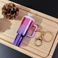Mini tumbler keychain with pink to purple gradient finish and golden ring clasp - Gradient Pink Purple