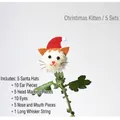 DIY Christmas cat floral decoration kit with white pom-pom chrysanthemum and red hats - Christmas Cat 5 Sets/Pack