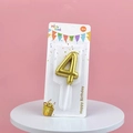 Balloon style gold number 4 birthday candle with gradient starry galaxy finish in card pack - Number 4 / Gold