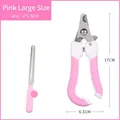 Pink stainless steel pet nail clipper and file set for dogs and cats measuring 17cm x 6.5cm - Large Set (With File) / Pink