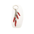 Portachiavi creativo in metallo con tre ciondoli a forma di peperoncino rosso portafortuna - Stile Peperoncino 2 19g