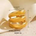 Triple layer spiral heart ring in golden stainless steel with polished finish - Gold Thick Three-Layer Ring 1244