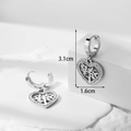 Silver tree of life heart hoop earrings with micro-inlaid zircons and 3.1cm height - Silver Tree Of Life Heart Style (ER-387)