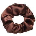 Dark coffee brown satin scrunchie with silky finish and high-elastic inner band - Dark Coffee