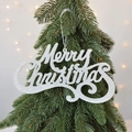 Decorazione con lettere Merry Christmas bianche glitterate appese all'albero di Natale - Bianco Cristallo