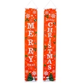 Weihnachtsbanner-Set mit orangefarbenem Hintergrund, Schneemännern und festlichen Bäumen - Weihnachtsbuchstaben Banner