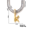 Detailed size parameters for the gold letter K pendant necklace with cubic zirconia - Letter K Shape Style (N01047-K)