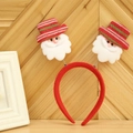 Christmas headband featuring plush Santa Claus figures on spring coils with red finish - Striped Santa