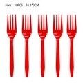 Set of 10 red plastic forks measuring 16.1x3cm for World Cup 2026 party tableware decor - Red Dining Fork