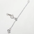 Cadena de extensión de corazón en plata S925 para collares y pulseras con cierre ajustable - 60mm / Plateado