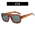 Retro oversized square tortoiseshell pattern sunglasses with dark grey lenses model C15 - Leopard / Grey Lenses