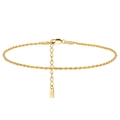 Elegant S925 sterling silver gold-plated twisted anklet with lobster clasp closure - 1.5MMx21.5+5CM / 14K Gold