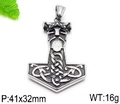 Detailed Thor's Hammer pendant 41x32mm 16g in stainless steel with Celtic patterns - Celtic Woven Mjolnir (Style 6)