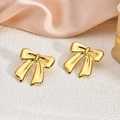 Elegant 18K gold plated bow stud earrings made of stainless steel for women - EH141-Elegant Bowknot