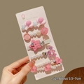 Pink rhinestone pearl hair clip set with heart and star shapes, 5.5-7cm size - #12#5198 Pink Balloon 5-piece Set