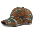 Outdoor camouflage baseball cap with brown and olive green pattern in cotton fabric - Coffee Green Camouflage
