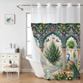 Waterproof peacock garden shower curtain with durable metal grommets in stylish bathroom - Persian Peacock Garden (26SYL-2) / Single Shower Curtain (181x188cm)