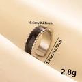 Detail shot of stainless steel ring showing dimensions 0.6cm width and 2.8g weight - Silver-Black (J637-S-B)