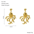 Oktopus-Ohrringe aus Edelstahl mit 18k Goldbeschichtung im Vintage-Ozean-Stil - Oktopus Design (ZXG1495-Gold)
