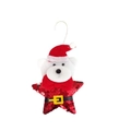 Ciondolo orsetto natalizio in peluche con stella di paillettes rosse e mini cappello - Ciondolo a Orsetto